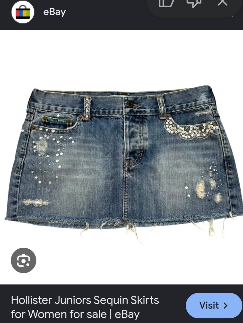 Hollister vintage Y2K embellished denim micro mini skirt with beaded and sequin